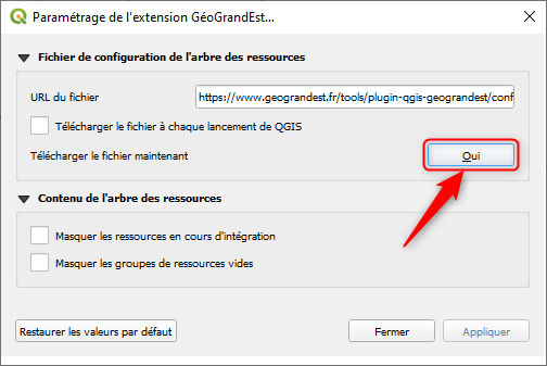 Mise à jour plugin QGIS